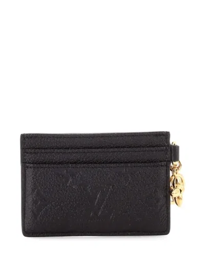 Pre-owned Louis Vuitton Lv Charms Monogram Empreinte Leather Card Holder In Black