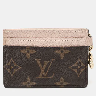 Pre-owned Louis Vuitton Lv Charms Rose Ballerine Monogram Canvas Card Holder In Pink