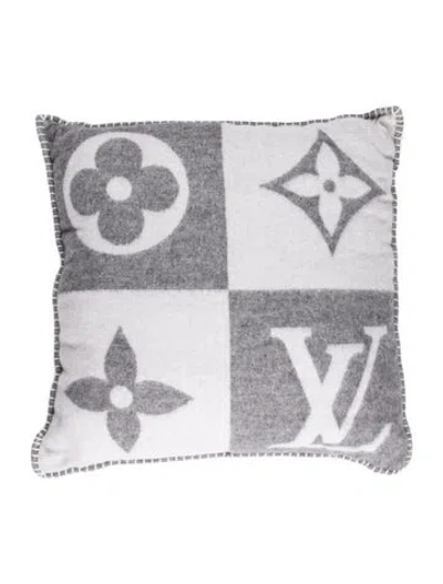 Pre-owned Louis Vuitton Lv Checkmate Throw Pillow In Gray