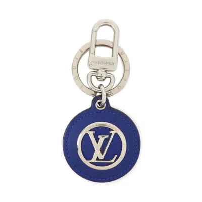 Pre-owned Louis Vuitton Lv Circle Bag Charm And Key Holder Metal Blue Leather Charms And Keychains Accessory (