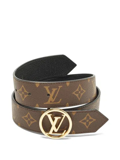 Pre-owned Louis Vuitton Lv Circle Monogram Belt In Brown