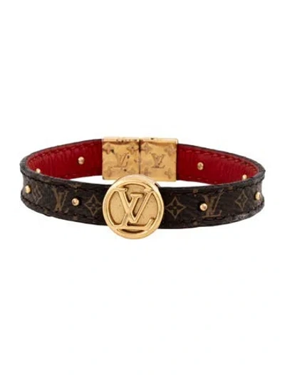 Pre-owned Louis Vuitton Lv Circle Reversible Bracelet In Brown/red
