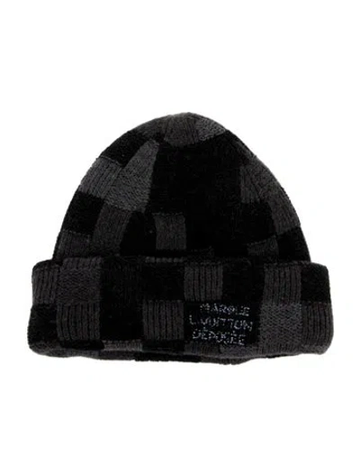 Pre-owned Louis Vuitton Lv Crush Damoflage Beanie In Black