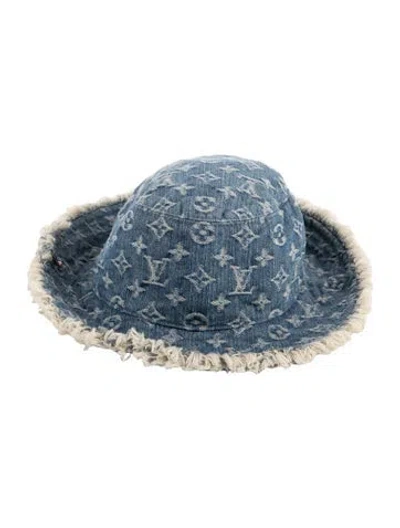 Pre-owned Louis Vuitton Lv Denim Bob Bucket Hat In Blue