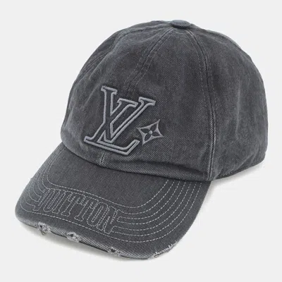 Pre-owned Louis Vuitton Lv Denim Washed Cap Gray