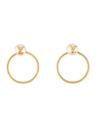 Pre-owned Louis Vuitton Lv Eclipse Faux Pearl Hoop Earrings In Multi