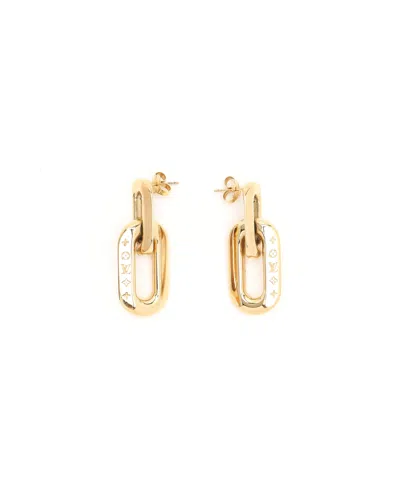 Pre-owned Louis Vuitton Lv Edge Double Hoop Earrings In Gold