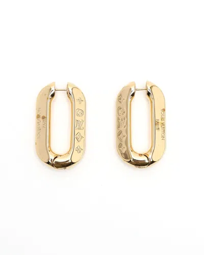 Pre-owned Louis Vuitton Lv Edge Hoop Earrings In Gold