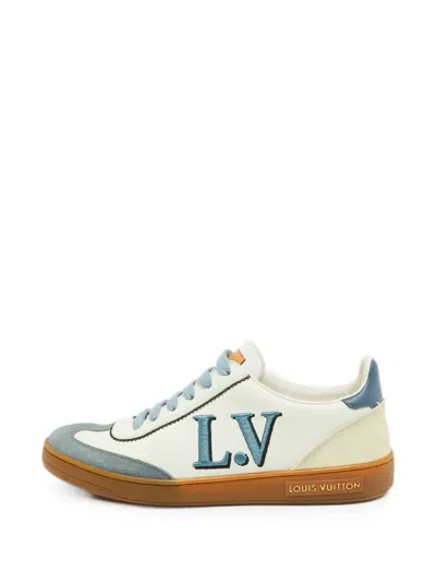 Pre-owned Louis Vuitton Lv Embroidered Low-top Sneakers In White