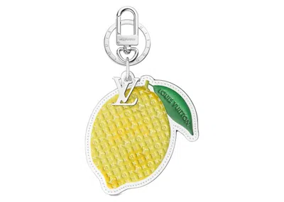 Pre-owned Louis Vuitton Lv Fruits Lemon Bag Charm And Key Holder In Yellow