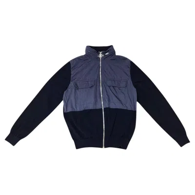 Pre-owned Louis Vuitton Lv Full-zip Hooded Jacket Navy Blue Xl -