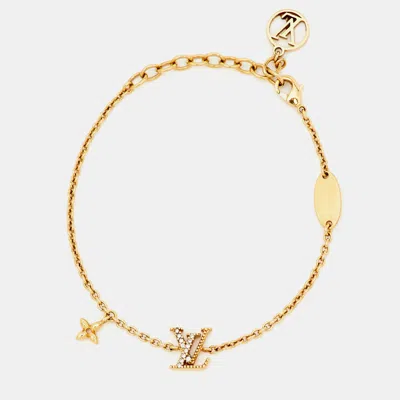 Pre-owned Louis Vuitton Lv Iconic Crystal Gold Tone Bracelet