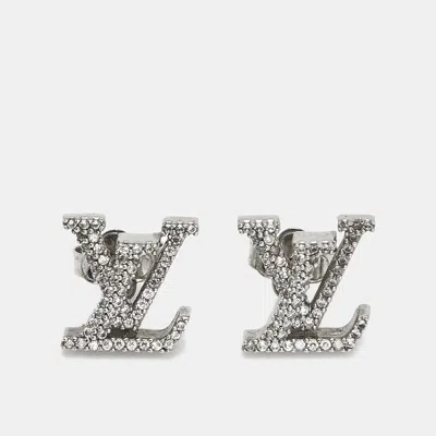 Pre-owned Louis Vuitton Lv Iconic Crystal Silver Tone Stud Earring