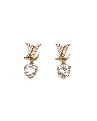 Pre-owned Louis Vuitton Lv Iconic Heart Rhinestone Dangling Earrings