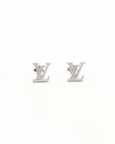 Pre-owned Louis Vuitton Lv Iconic Rhinestone Earrings In Silver