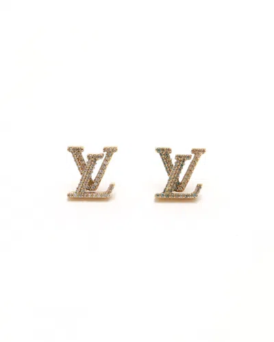 Pre-owned Louis Vuitton Lv Iconic Rhinestone Earrings In Gold