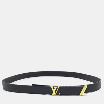Pre-owned Louis Vuitton Lv Initial Couture Black Leather Belt