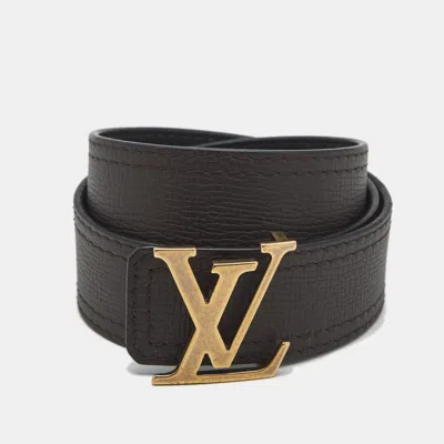 Pre-owned Louis Vuitton Lv Initiales 100 Cm Reversible Buckle Belt Brown/black Leather