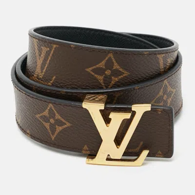 Pre-owned Louis Vuitton Lv Initiales 75 Cm Reversible Buckle Belt Monogram Canvas In Brown