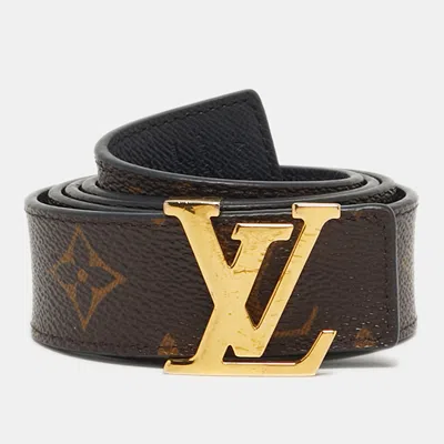 Pre-owned Louis Vuitton Lv Initiales 80 Cm Reversible Buckle Belt Monogram Canvas In Brown