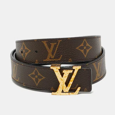 Pre-owned Louis Vuitton Lv Initiales 80 Cm Reversible Buckle Belt Monogram Canvas In Brown