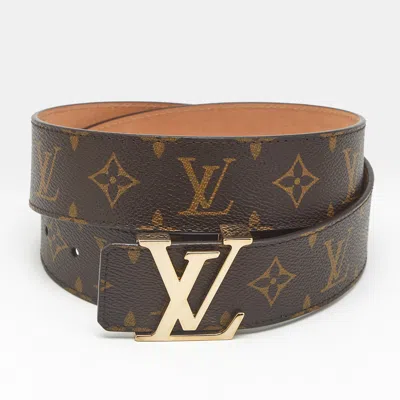 Pre-owned Louis Vuitton Lv Initiales 85cm Belt Monogram Canvas In Brown