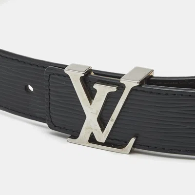 Pre-owned Louis Vuitton Lv Initiales 90 Cm Buckle Belt Black Epi Leather