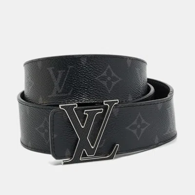 Pre-owned Louis Vuitton Lv Initiales 95cm Belt Monogram Eclipse Canvas In Black