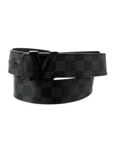 Pre-owned Louis Vuitton Lv Initials Damier Graphite Pattern Belt Kit In Gray