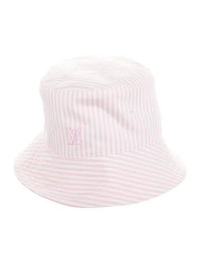 Pre-owned Louis Vuitton Lv League Striped Bucket Hat In Pink