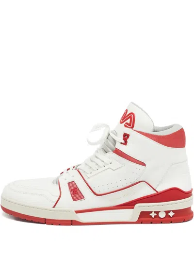 Pre-owned Louis Vuitton Lv Leather Sneakers In White