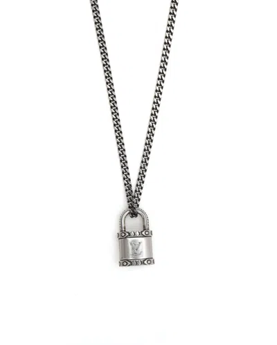 Pre-owned Louis Vuitton Lv Lock Necklace In Silver