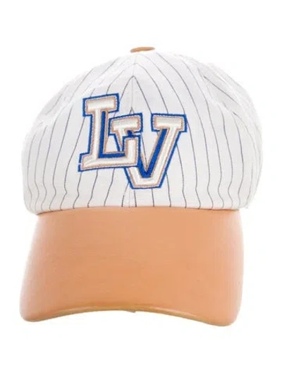 Pre-owned Louis Vuitton Lv Logo Striped Baseball Hat In White