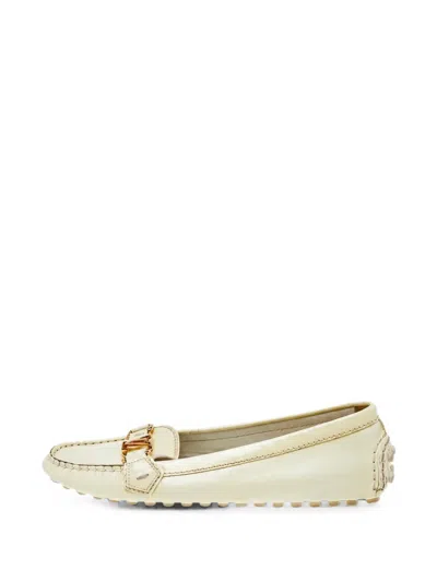 Pre-owned Louis Vuitton Lv Logo-detail Loafers In Neutral