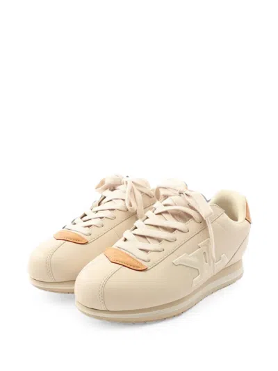 Pre-owned Louis Vuitton Lv Logo-patch Sneakers In Neutral