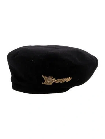 Pre-owned Louis Vuitton Lv Lovers Wool Beret In Black
