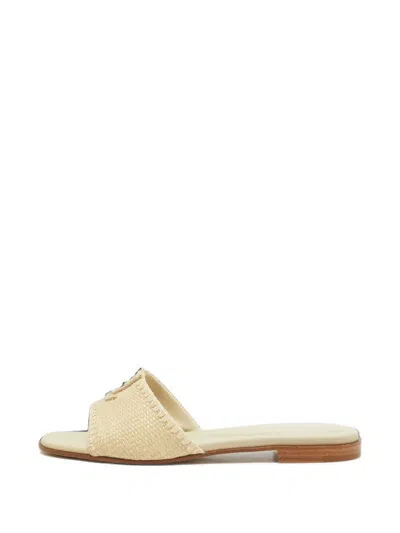 Pre-owned Louis Vuitton Lv Mare Logo-plaque Flat Sandals In Neutrals