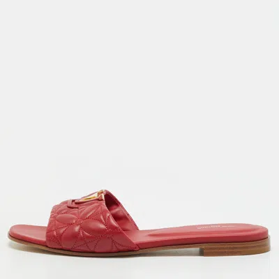 Pre-owned Louis Vuitton Lv Mare Size 38.5 Red Leather Slide Flats