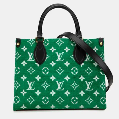 Pre-owned Louis Vuitton Lv Match Monogram Jacquard Velvet Onthego Pm In Green