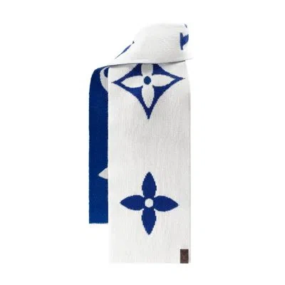 Louis Vuitton Lv Medallion Knit Scarf In Blue