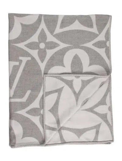 Pre-owned Louis Vuitton Lv Medallion Throw Blanket In Gray