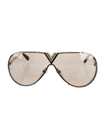Pre-owned Louis Vuitton Lv Monogram Aviator Sunglasses In Gold