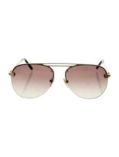 Pre-owned Louis Vuitton Lv Monogram Aviator Sunglasses In Gold/metallic