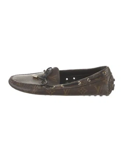Pre-owned Louis Vuitton Lv Monogram Bow Accents Loafers In Brown