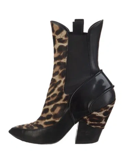 Pre-owned Louis Vuitton Lv Monogram Calf Hair Boots In Black