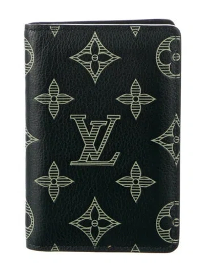 Pre-owned Louis Vuitton Lv Monogram Calfskin Pocket Organizer In Green
