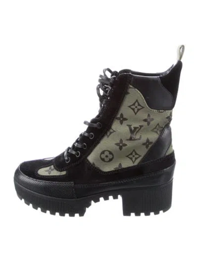 Pre-owned Louis Vuitton Lv Monogram Canvas Combat Boots In Multi