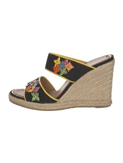 Pre-owned Louis Vuitton Lv Monogram Canvas Espadrilles In Black