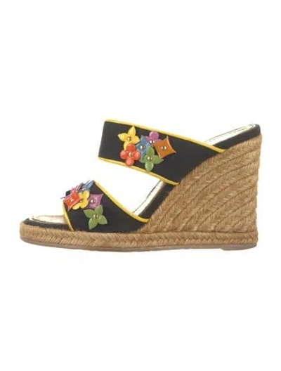 Pre-owned Louis Vuitton Lv Monogram Canvas Espadrilles In Black