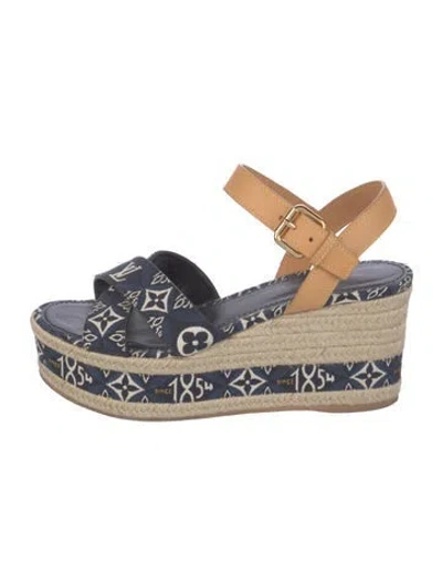 Pre-owned Louis Vuitton Lv Monogram Canvas Espadrilles In Blue